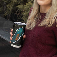 Lebanon Wild Cedar Forest Tumbler Cup with Leopard and National Map Design