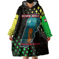 Lebanon Wild Cedar Forest Wearable Blanket Hoodie with Leopard and National Map Design