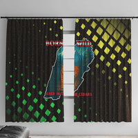 Lebanon Wild Cedar Forest Window Curtain with Leopard and National Map Design