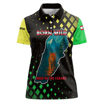 Lebanon Wild Cedar Forest Women Polo Shirt with Leopard and National Map Design