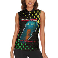 Lebanon Wild Cedar Forest Women Sleeveless Polo Shirt with Leopard and National Map Design