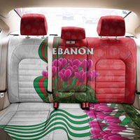 Lebanon Cyclamen Flower Back Car Seat Cover with Patriotic Colors and Inspirational Quote