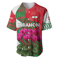 Lebanon Cyclamen Flower Baseball Jersey with Patriotic Colors and Inspirational Quote