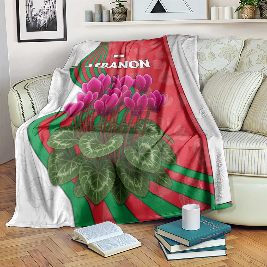 Lebanon Cyclamen Flower Blanket with Patriotic Colors and Inspirational Quote