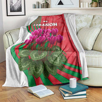 Lebanon Cyclamen Flower Blanket with Patriotic Colors and Inspirational Quote