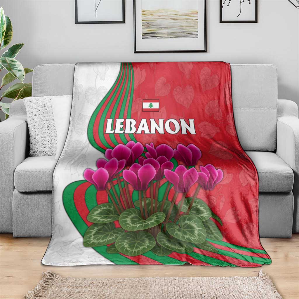 Lebanon Cyclamen Flower Blanket with Patriotic Colors and Inspirational Quote