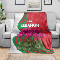 Lebanon Cyclamen Flower Blanket with Patriotic Colors and Inspirational Quote