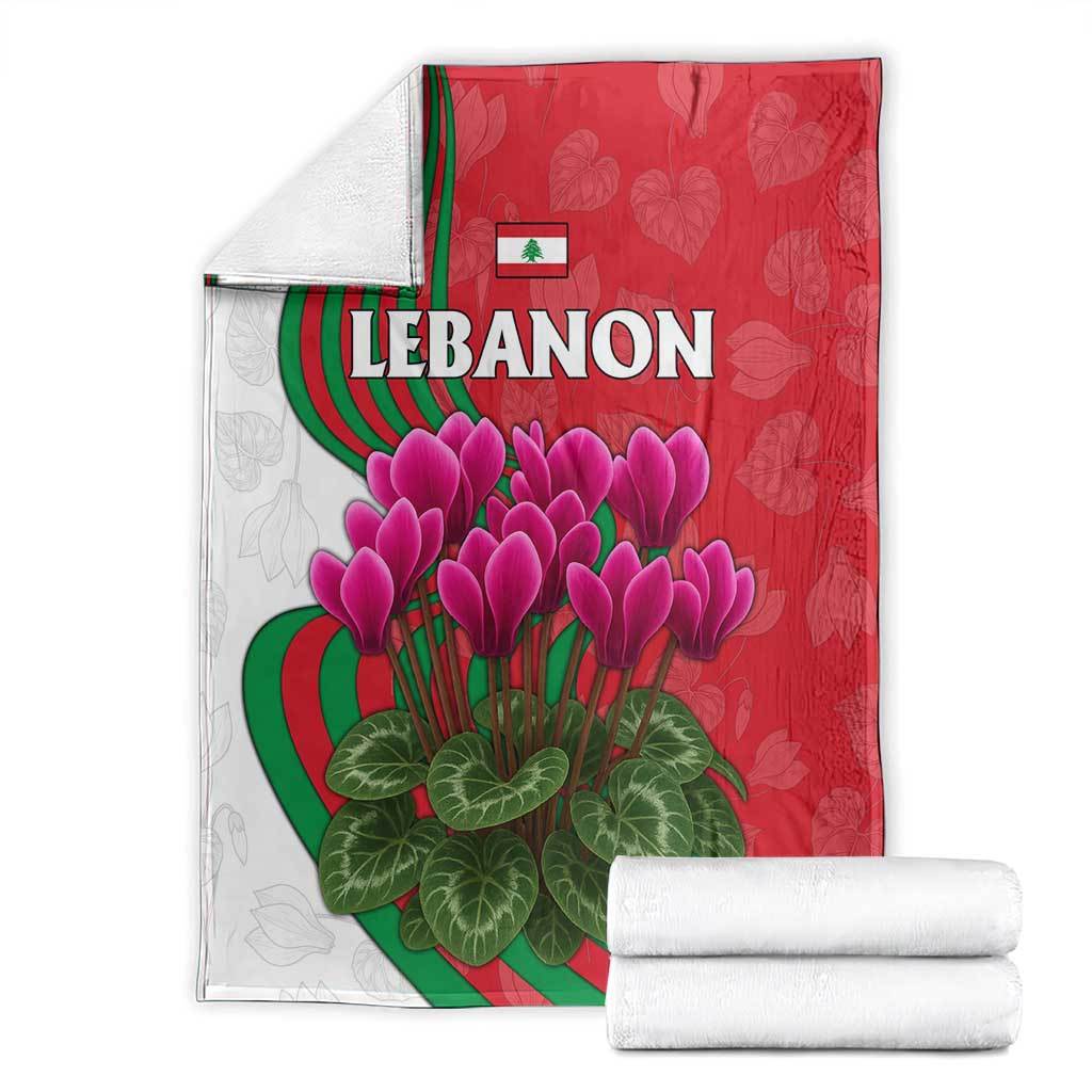 Lebanon Cyclamen Flower Blanket with Patriotic Colors and Inspirational Quote