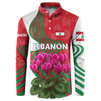 Lebanon Cyclamen Flower Button Sweatshirt with Patriotic Colors and Inspirational Quote