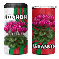 Lebanon Cyclamen Flower 4 in 1 Can Cooler Tumbler with Patriotic Colors and Inspirational Quote