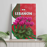 Lebanon Cyclamen Flower Canvas Wall Art with Patriotic Colors and Inspirational Quote