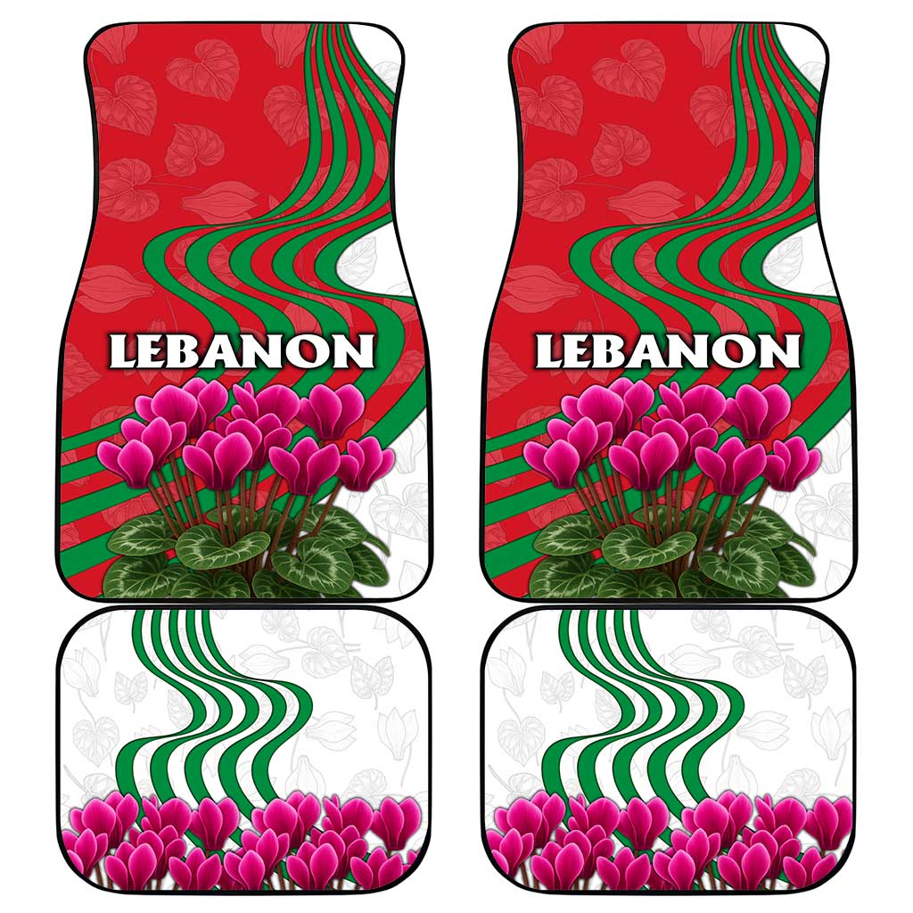 Lebanon Cyclamen Flower Car Mats with Patriotic Colors and Inspirational Quote