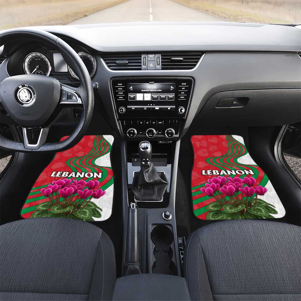 Lebanon Cyclamen Flower Car Mats with Patriotic Colors and Inspirational Quote