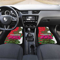 Lebanon Cyclamen Flower Car Mats with Patriotic Colors and Inspirational Quote