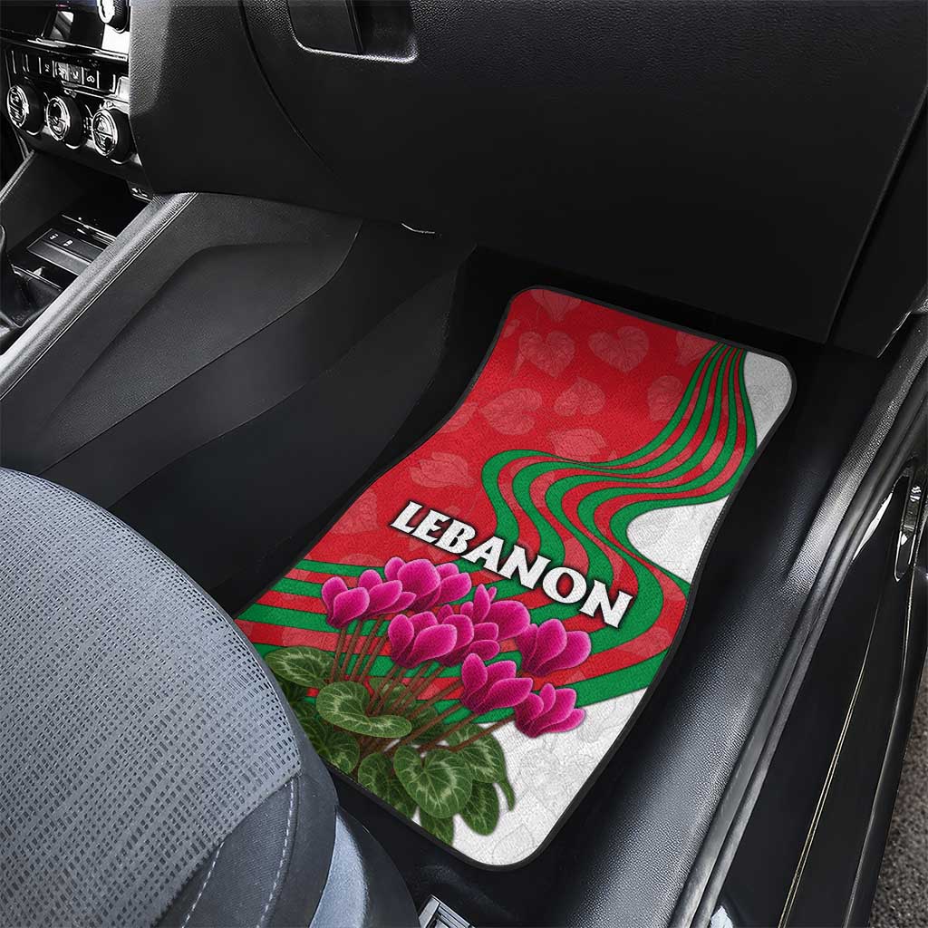 Lebanon Cyclamen Flower Car Mats with Patriotic Colors and Inspirational Quote