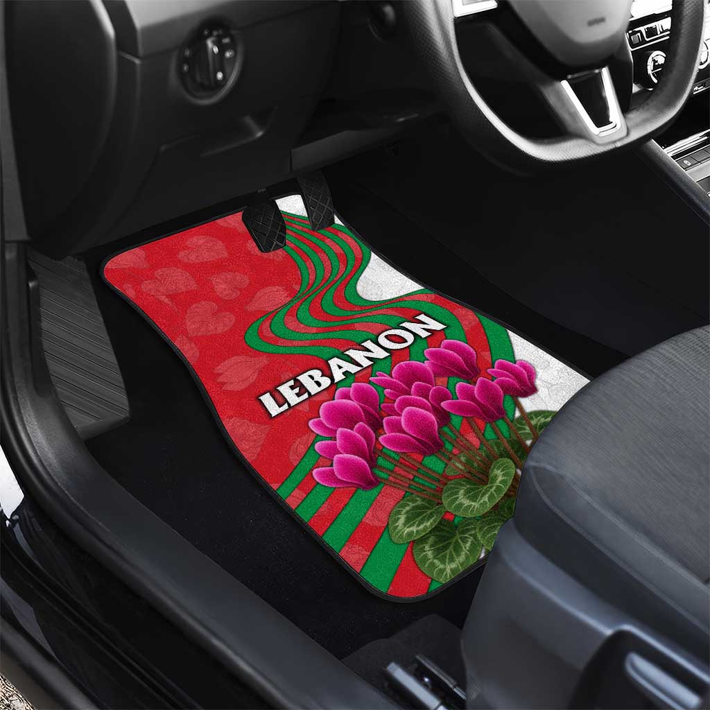Lebanon Cyclamen Flower Car Mats with Patriotic Colors and Inspirational Quote