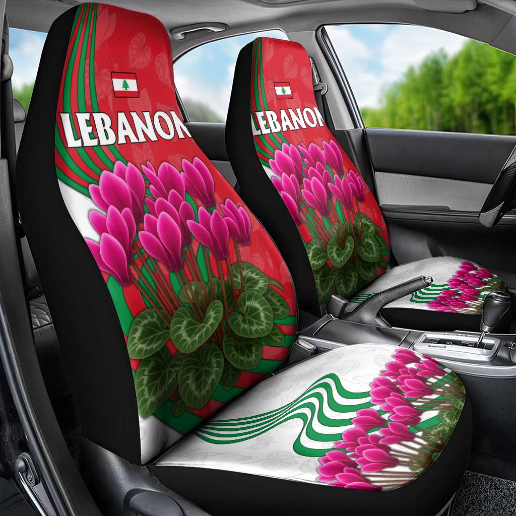 Lebanon Cyclamen Flower Car Seat Cover with Patriotic Colors and Inspirational Quote