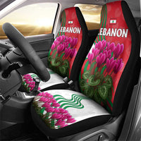 Lebanon Cyclamen Flower Car Seat Cover with Patriotic Colors and Inspirational Quote