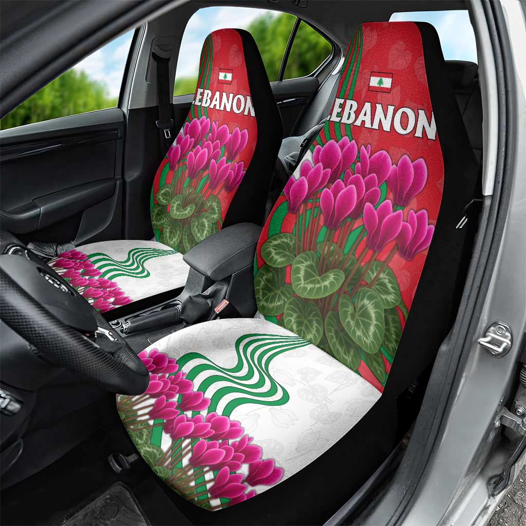 Lebanon Cyclamen Flower Car Seat Cover with Patriotic Colors and Inspirational Quote