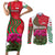 Lebanon Cyclamen Flower Couples Matching Short Sleeve Bodycon Dress and Long Sleeve Button Shirt with Patriotic Colors and Inspirational Quote