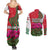 Lebanon Cyclamen Flower Couples Matching Summer Maxi Dress and Long Sleeve Button Shirt with Patriotic Colors and Inspirational Quote