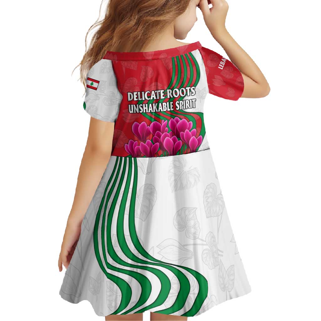 Lebanon Cyclamen Flower Family Matching Long Sleeve Bodycon Dress and Hawaiian Shirt with Patriotic Colors and Inspirational Quote