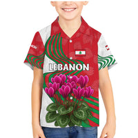 Lebanon Cyclamen Flower Family Matching Mermaid Dress and Hawaiian Shirt with Patriotic Colors and Inspirational Quote