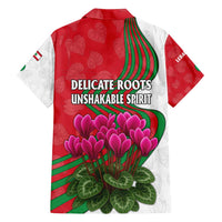 Lebanon Cyclamen Flower Family Matching Summer Maxi Dress and Hawaiian Shirt with Patriotic Colors and Inspirational Quote