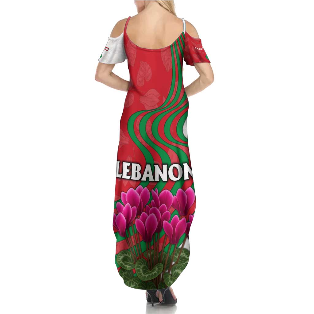Lebanon Cyclamen Flower Family Matching Summer Maxi Dress and Hawaiian Shirt with Patriotic Colors and Inspirational Quote