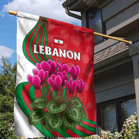 Lebanon Cyclamen Flower Garden Flag with Patriotic Colors and Inspirational Quote