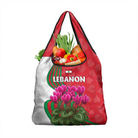 Lebanon Cyclamen Flower Grocery Bag with Patriotic Colors and Inspirational Quote