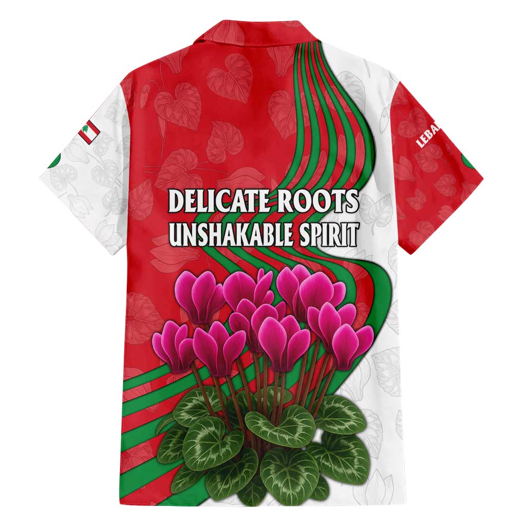 Lebanon Cyclamen Flower Hawaiian Shirt with Patriotic Colors and Inspirational Quote