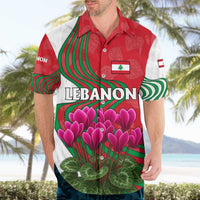 Lebanon Cyclamen Flower Hawaiian Shirt with Patriotic Colors and Inspirational Quote