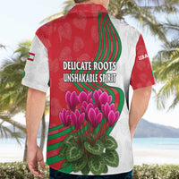 Lebanon Cyclamen Flower Hawaiian Shirt with Patriotic Colors and Inspirational Quote
