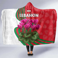 Lebanon Cyclamen Flower Hooded Blanket with Patriotic Colors and Inspirational Quote