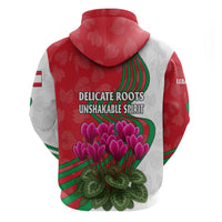 Lebanon Cyclamen Flower Hoodie with Patriotic Colors and Inspirational Quote