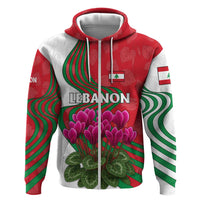 Lebanon Cyclamen Flower Hoodie with Patriotic Colors and Inspirational Quote