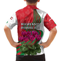 Lebanon Cyclamen Flower Kid Hawaiian Shirt with Patriotic Colors and Inspirational Quote