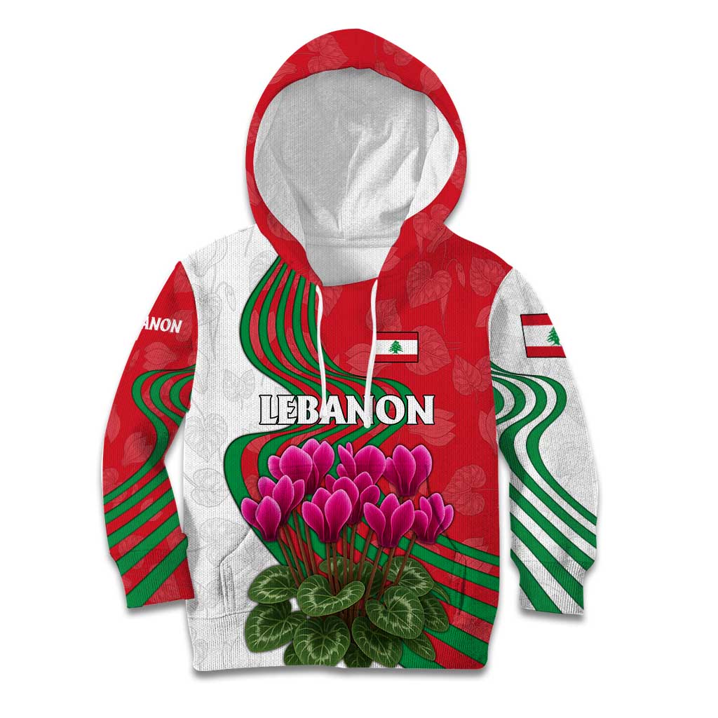 Lebanon Cyclamen Flower Kid Hoodie with Patriotic Colors and Inspirational Quote