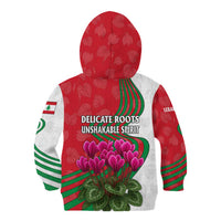 Lebanon Cyclamen Flower Kid Hoodie with Patriotic Colors and Inspirational Quote