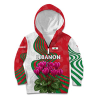 Lebanon Cyclamen Flower Kid Hoodie with Patriotic Colors and Inspirational Quote
