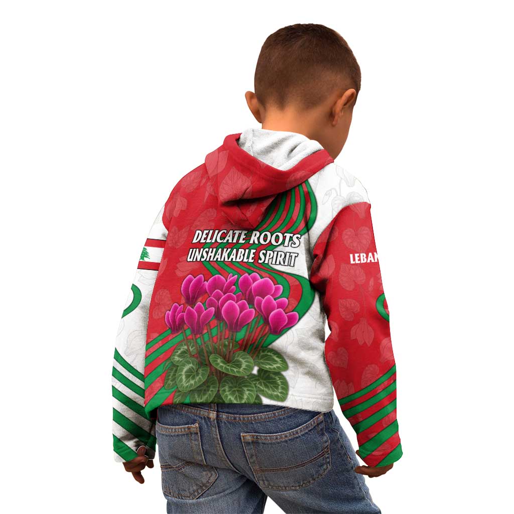 Lebanon Cyclamen Flower Kid Hoodie with Patriotic Colors and Inspirational Quote