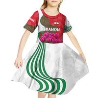 Lebanon Cyclamen Flower Kid Short Sleeve Dress with Patriotic Colors and Inspirational Quote