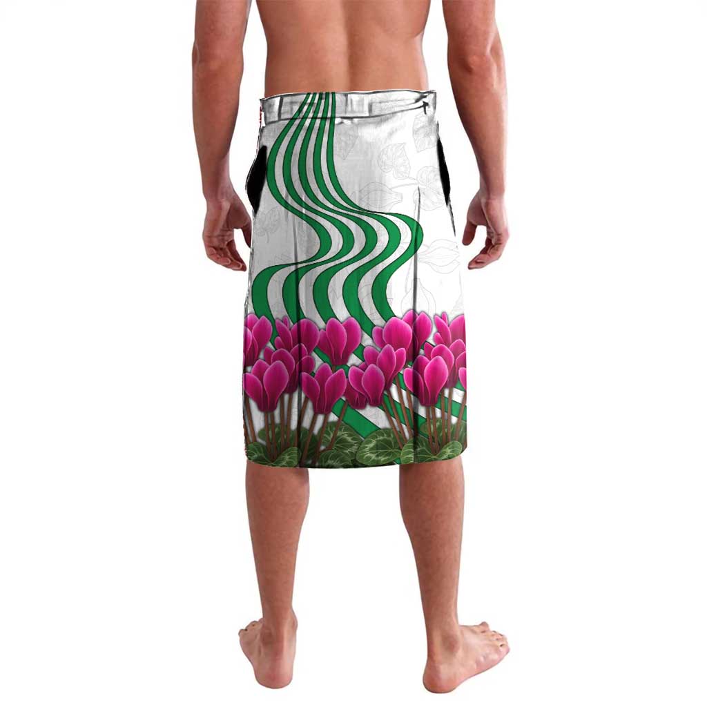 Lebanon Cyclamen Flower Lavalava with Patriotic Colors and Inspirational Quote
