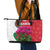 Lebanon Cyclamen Flower Leather Tote Bag with Patriotic Colors and Inspirational Quote