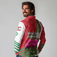 Lebanon Cyclamen Flower Long Sleeve Polo Shirt with Patriotic Colors and Inspirational Quote