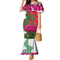 Lebanon Cyclamen Flower Mermaid Dress with Patriotic Colors and Inspirational Quote