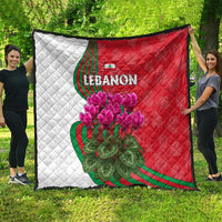 Lebanon Cyclamen Flower Quilt with Patriotic Colors and Inspirational Quote