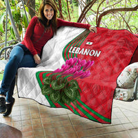 Lebanon Cyclamen Flower Quilt with Patriotic Colors and Inspirational Quote