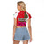 Lebanon Cyclamen Flower Raglan Cropped T Shirt with Patriotic Colors and Inspirational Quote